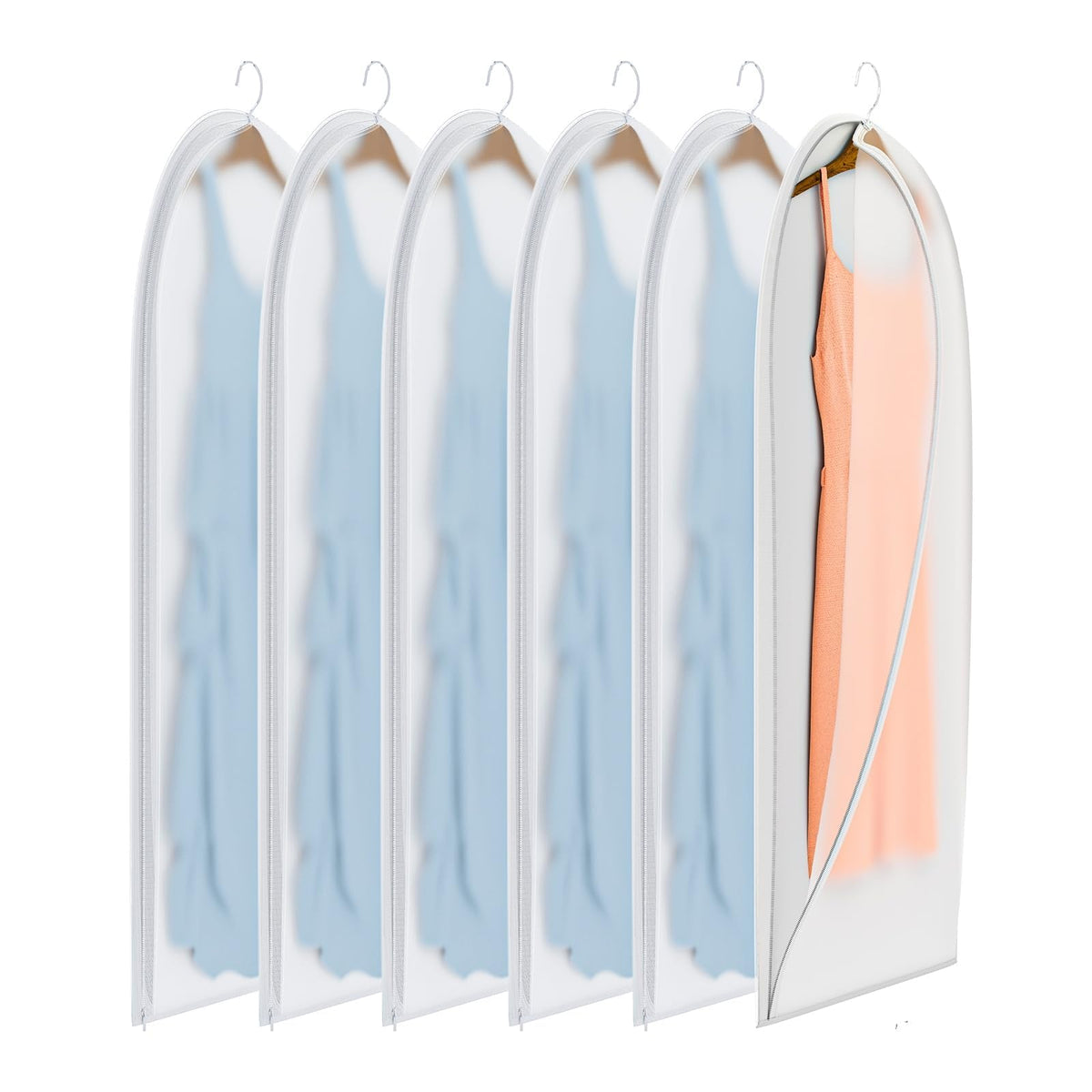 40" Garment Bags for Hanging Clothes, 6 Pack
