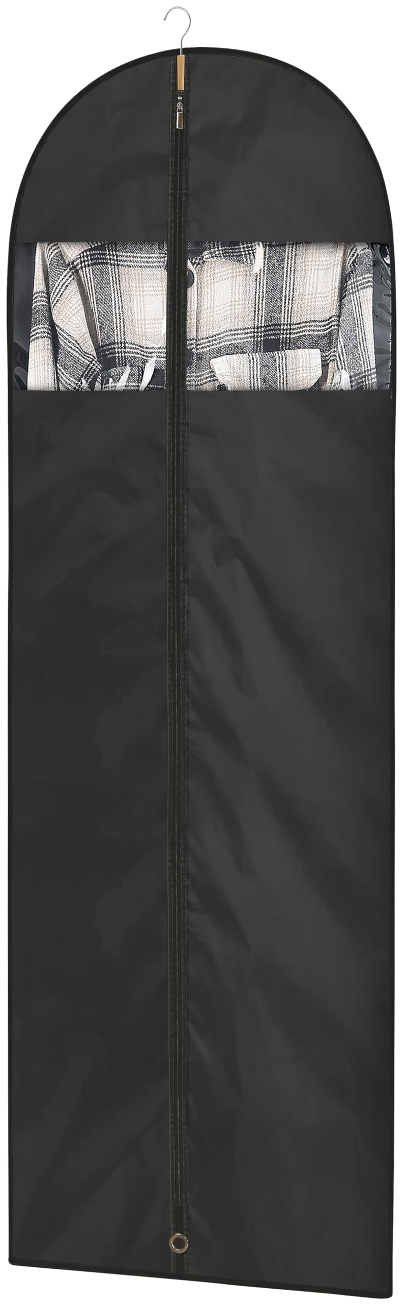 Garment Bags for Hanging Clothes, 50" Suit Bags for Closet Storage, 2-Pack Garment Covers with Clear Window, Foldable Clothing Bags for Suits, Jackets & Dresses (Black)