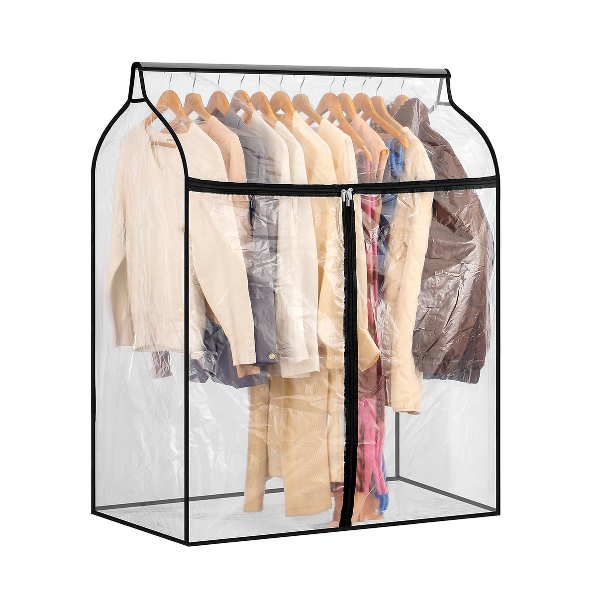 Hanging Garment Bag for Closet Winter Clothes Storage with Clear Window Coat Rack Cover Large Clothing Bags with Zipper Dust Proof Dress Protector (Big)