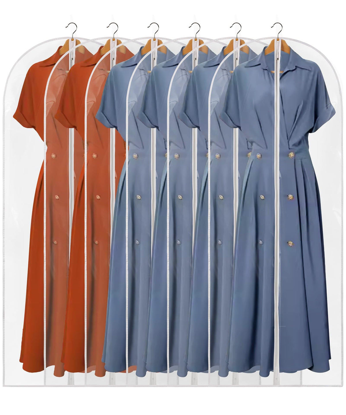 All Clear Garment Bags for Hanging Clothes, 40" Suit Bags for Closet Storage, Plastic Dustproof Suit Cover Bags, Clothes Protectors Bag with zipper for Coats, Jackets, Shirts(10 Packs)