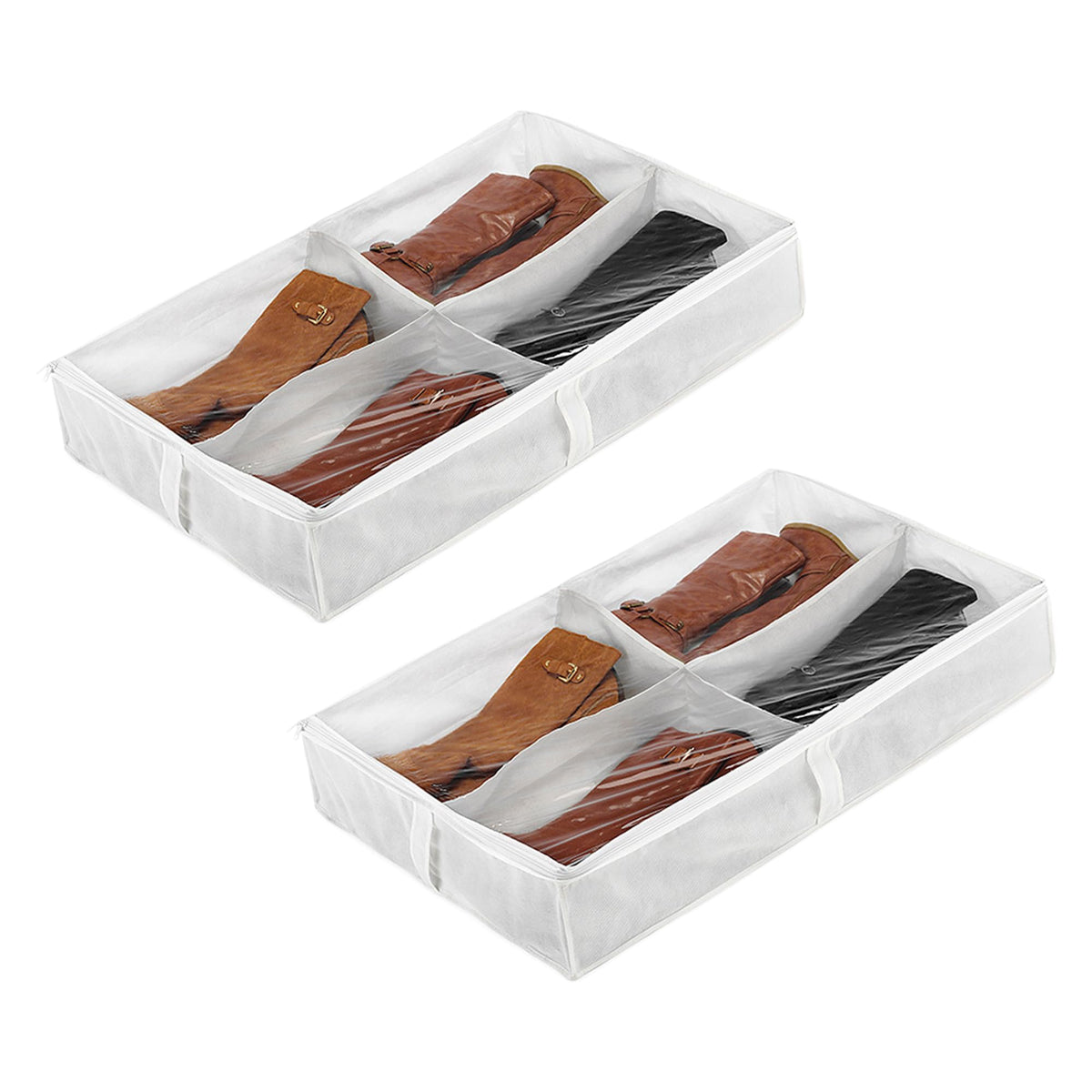 Whitmor Underbed Boot Storage Bag, 4 Sections, 23" x 37", Gray 2 Pack