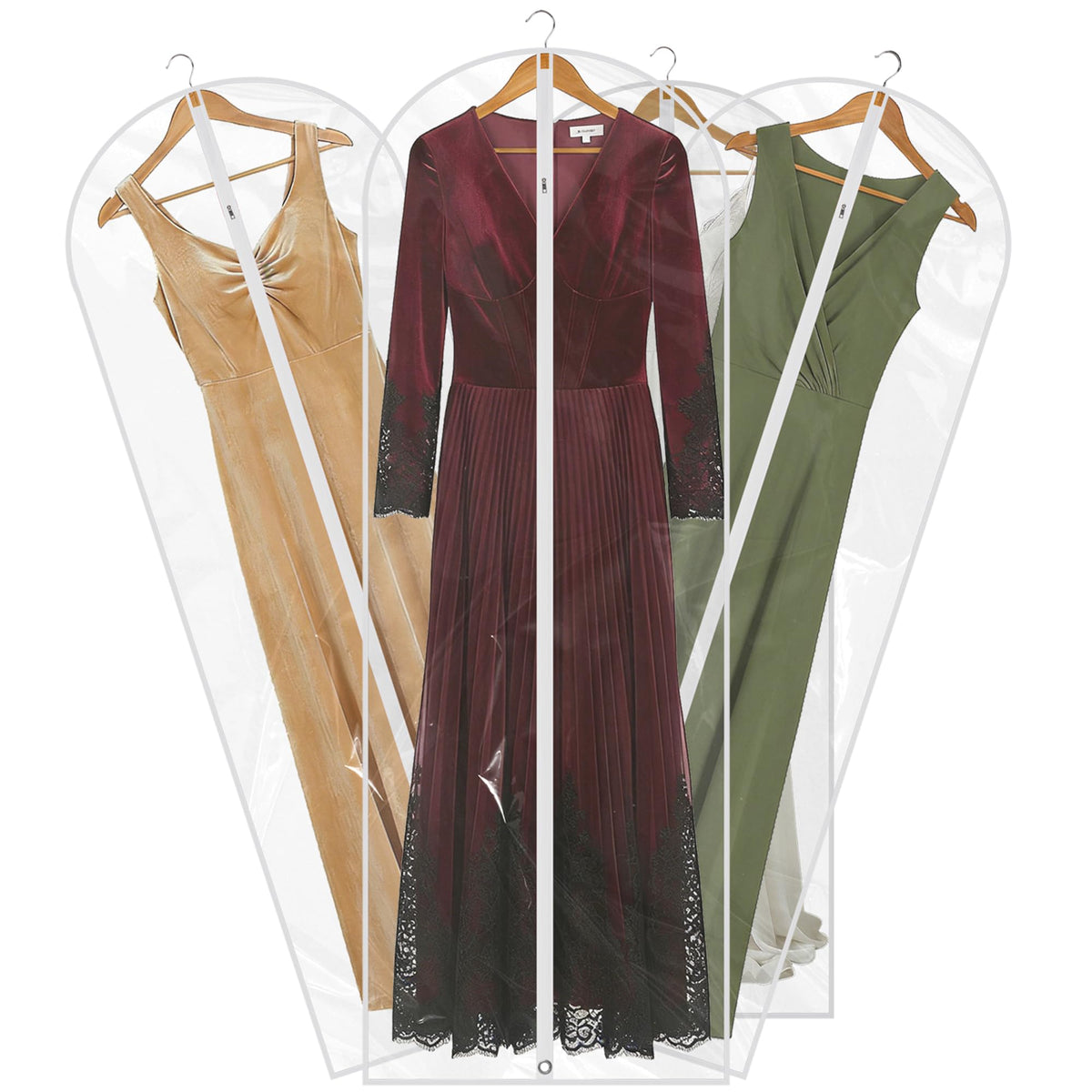 36” All Clear Garment Bags for Women Suit Bags - PEVA Waterproof Suit Cover with Zipper for,Hanging Clothes, Coats - Durable Dresser for Closet Storage, Dustproof & Moisture Resistant - 36”/12 Pack