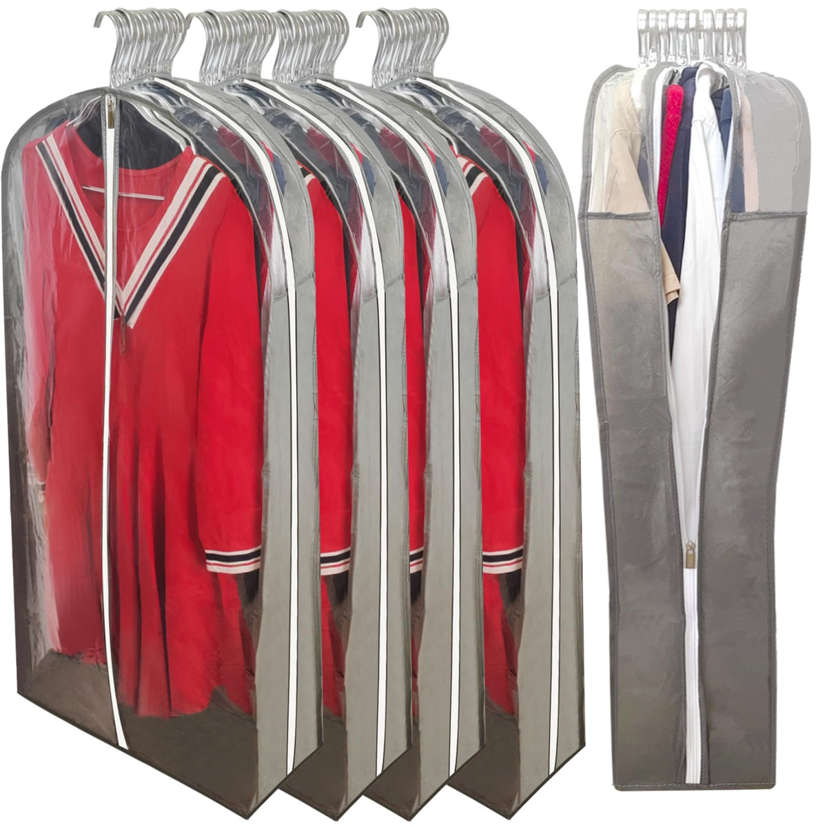 6.3" Gusseted Clear Suit Garment Bags for Storage Hanging Clothes