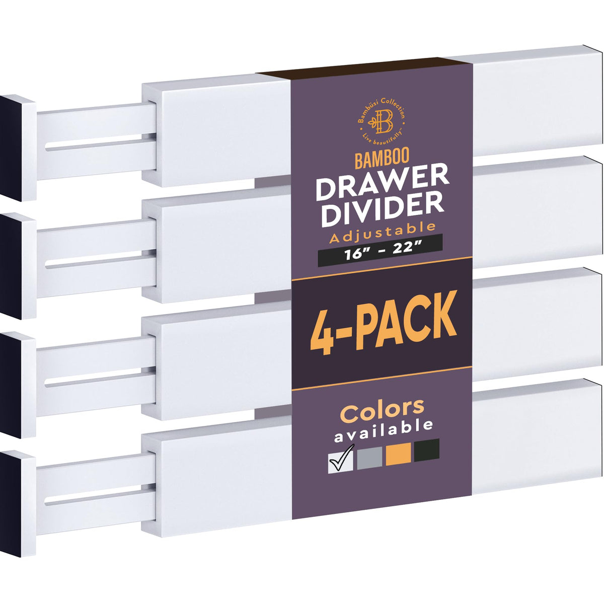 4-Pack Drawer Dividers 2.6-Inch High Dresser Drawer Organizer 16 to 22 Inch