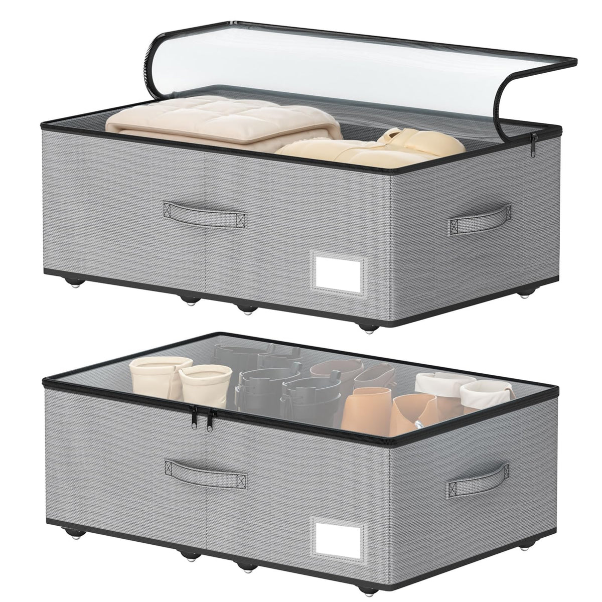 EE-RoomWorld Under Bed Storage with Wheels, 12 inches height,Beige