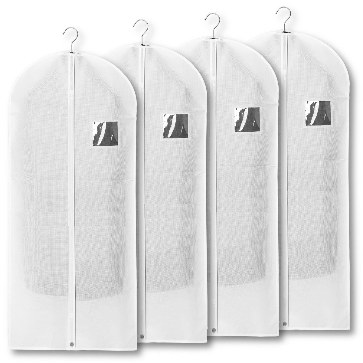 2-Pack Breathable Garment Bags for Hanging Clothes – Dust-Proof Suit & Dress Covers with Clear Window – Waterproof, Foldable Closet Storage Organizer for Coats, Gowns, and Jackets (White, 40")