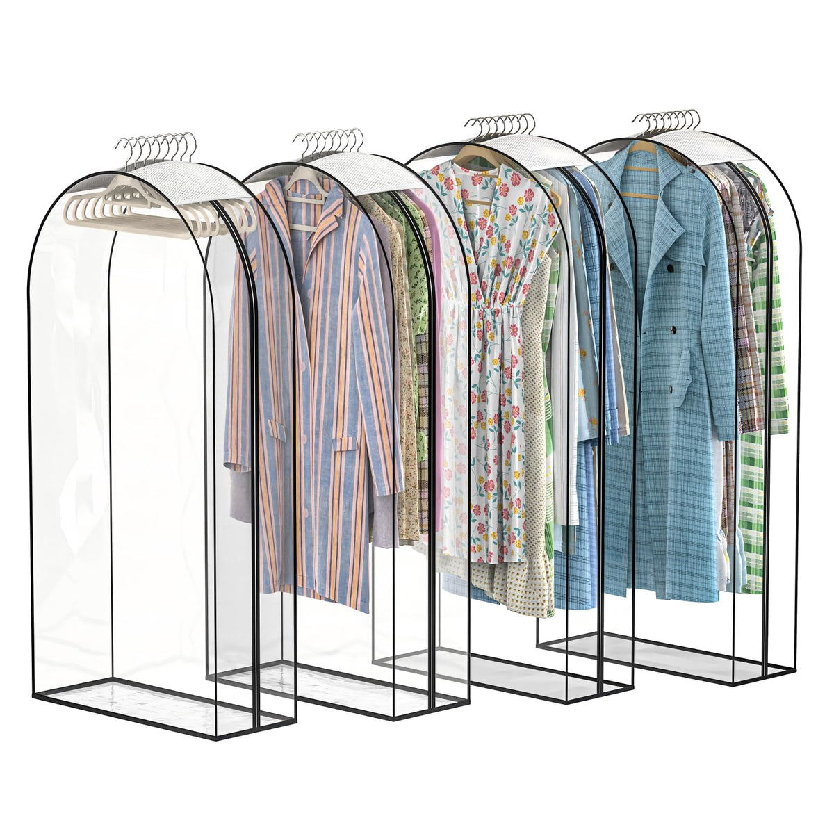 Clear Garment Bags for Hanging Clothes, 4-Pack, 2x40"+2x50"