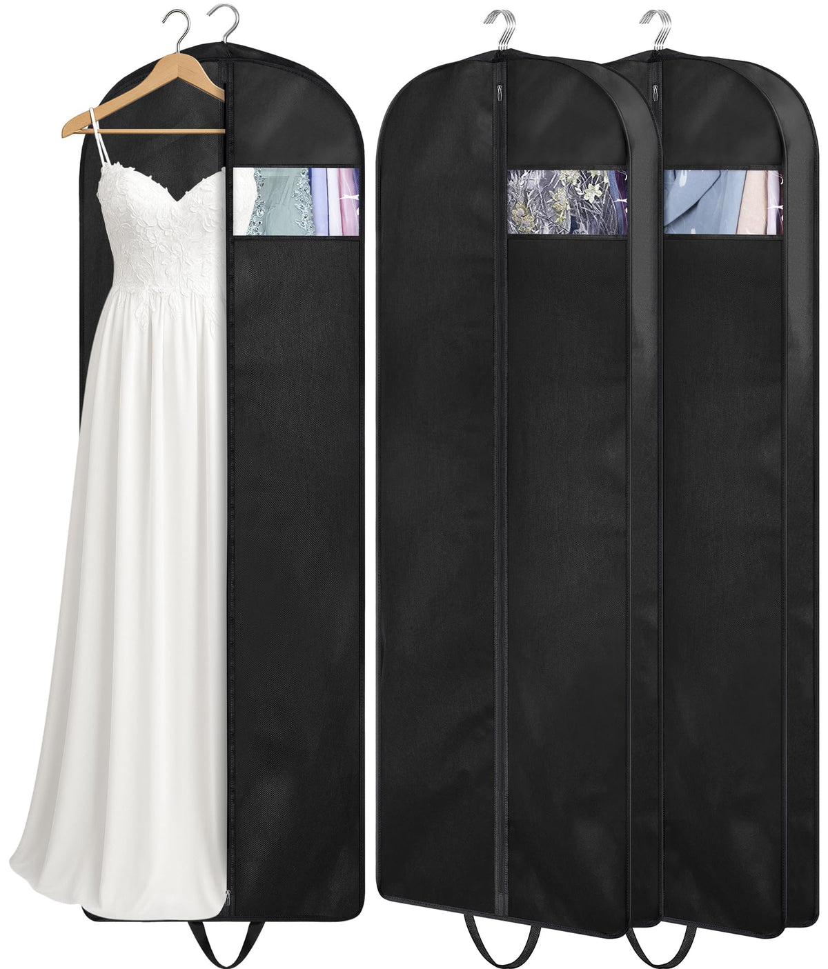 KIMBORA 43" Suit Bags for Closet Storage and Travel, Gusseted Hanging Garment Bags for Men Suit Cover With Handles for Clothes, Coats, Jackets, Shirts(3 Packs)