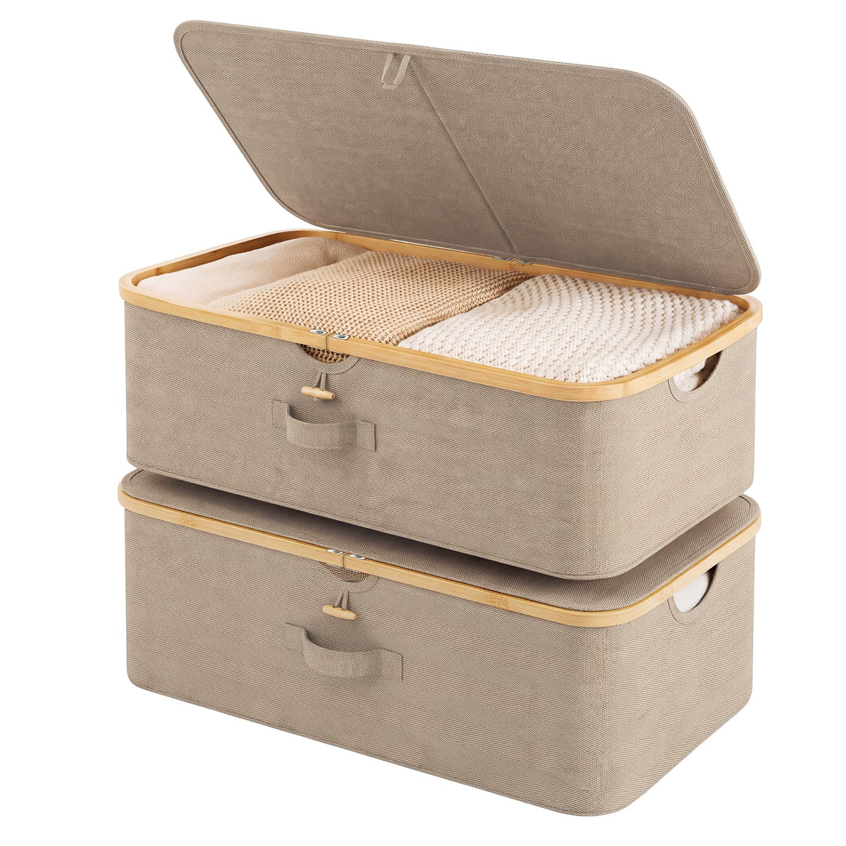 StorageWorks 7" Low Profile Underbed Storage Containers with Bamboo Frame