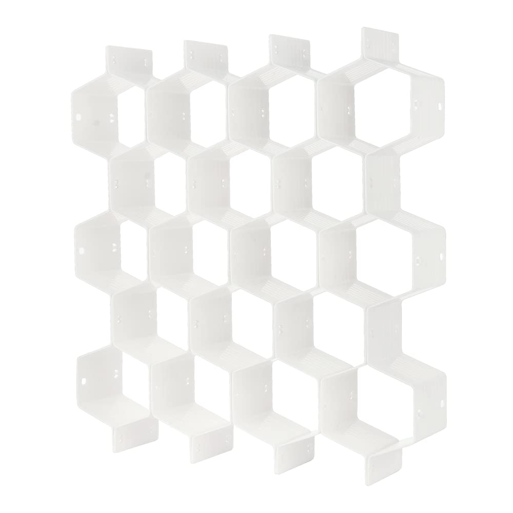 Poeland Drawer Divider Organizer DIY Plastic Grid Honeycomb Drawer Divider Gray 2 Pack