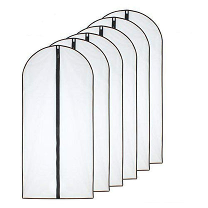 Garment Bags for Hanging Clothes 12 PCS Transparent Waterproof Dustproof Storage for Wardrobe Storage Suit Covers for Closet Cloth Cover Washable Clear Reuse Full Zipper for Suits Gowns 24''x40''