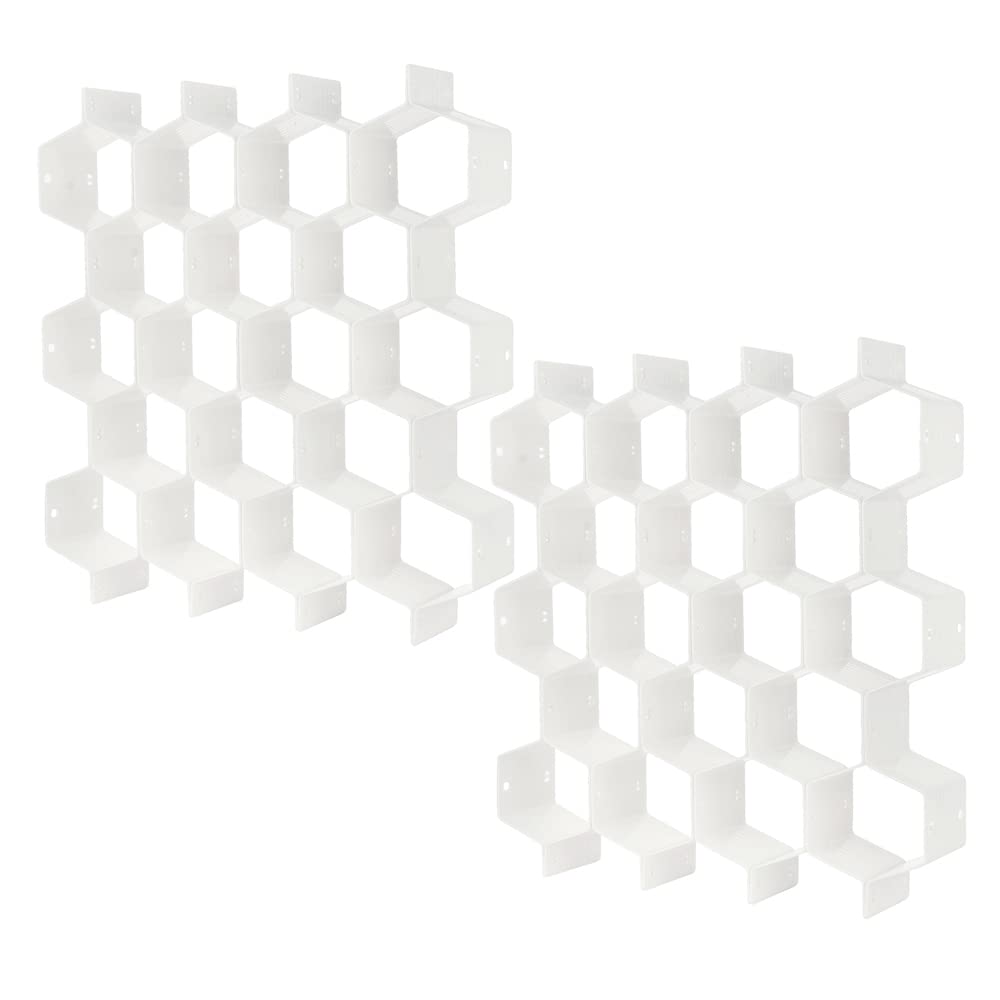 Poeland Drawer Divider Organizer DIY Plastic Grid Honeycomb Drawer Divider Gray 2 Pack