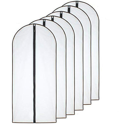 Garment Bags for Hanging Clothes 12 PCS Transparent Waterproof Dustproof Storage for Wardrobe Storage Suit Covers for Closet Cloth Cover Washable Clear Reuse Full Zipper for Suits Gowns 24''x40''