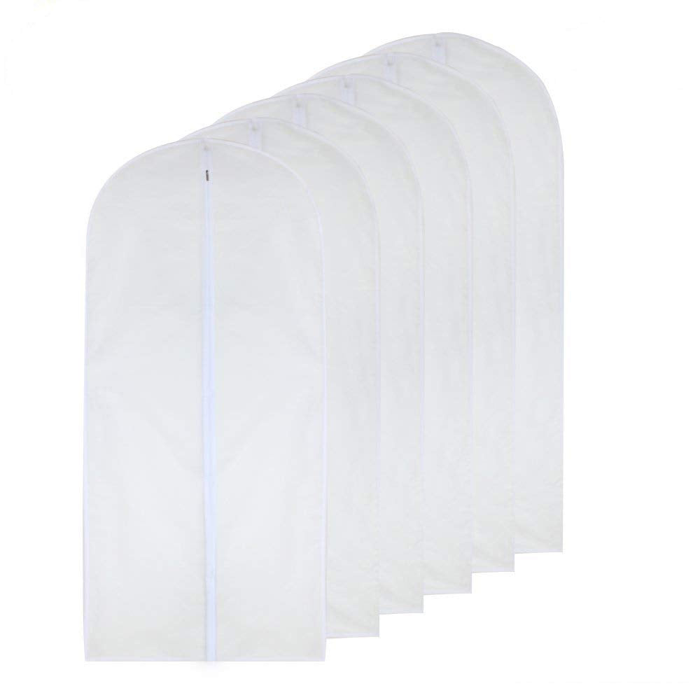 Garment Bags for Hanging Clothes 12 PCS Transparent Waterproof Dustproof Storage for Wardrobe Storage Suit Covers for Closet Cloth Cover Washable Clear Reuse Full Zipper for Suits Gowns 24''x40''