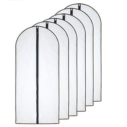 Garment Bags for Hanging Clothes 12 PCS Transparent Waterproof Dustproof Storage for Wardrobe Storage Suit Covers for Closet Cloth Cover Washable Clear Reuse Full Zipper for Suits Gowns 24''x40''