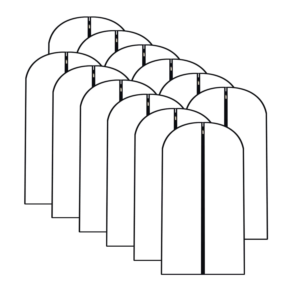 Garment Bags for Hanging Clothes 12 PCS Transparent Waterproof Dustproof Storage for Wardrobe Storage Suit Covers for Closet Cloth Cover Washable Clear Reuse Full Zipper for Suits Gowns 24''x40''