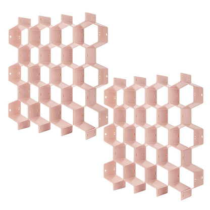 Poeland Drawer Divider Organizer DIY Plastic Grid Honeycomb Drawer Divider Gray 2 Pack