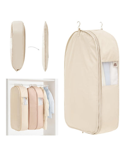 EACHY Garment Bag for Hanging Clothes, Space Saving Dustproof Clothes Cover with Self-Compression Zipper, Visible Closet Organizer for Closet Storage