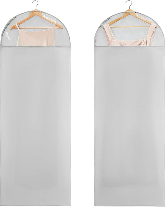 Carbrea 66" Garment Bag for Hanging Clothes, Dress Bags for Gowns, 2 Pack