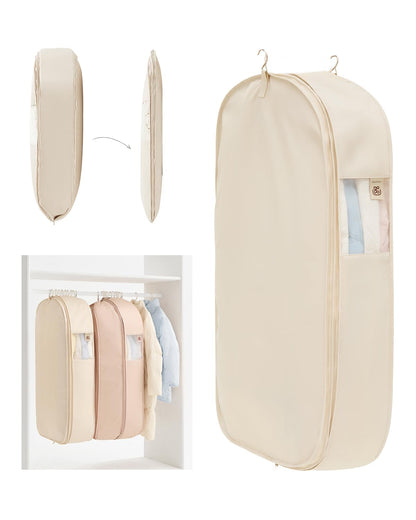 EACHY Garment Bag for Hanging Clothes, Space Saving Dustproof Clothes Cover with Self-Compression Zipper, Visible Closet Organizer for Closet Storage