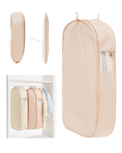 EACHY Garment Bag for Hanging Clothes, Space Saving Dustproof Clothes Cover with Self-Compression Zipper, Visible Closet Organizer for Closet Storage