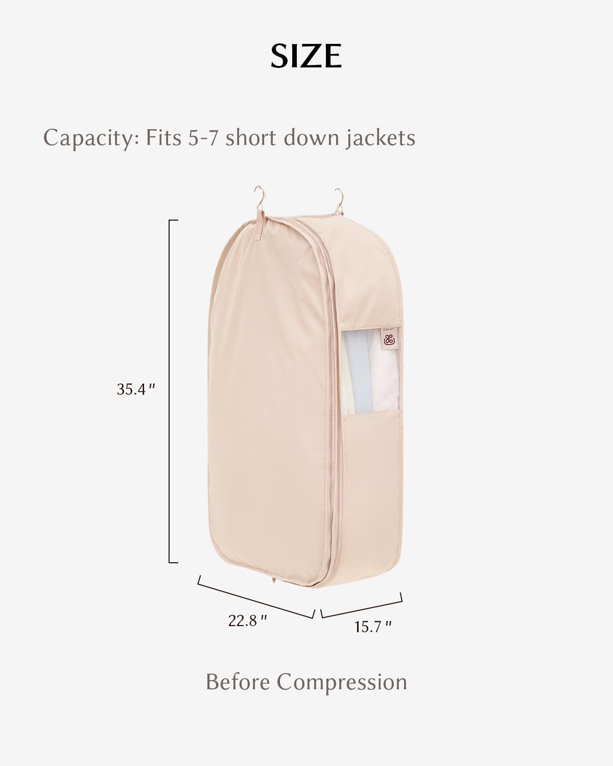 EACHY Garment Bag for Hanging Clothes, Space Saving Dustproof Clothes Cover with Self-Compression Zipper, Visible Closet Organizer for Closet Storage