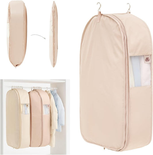 EACHY Garment Bag for Hanging Clothes, Space Saving Dustproof Clothes Cover with Self-Compression Zipper, Visible Closet Organizer for Closet Storage