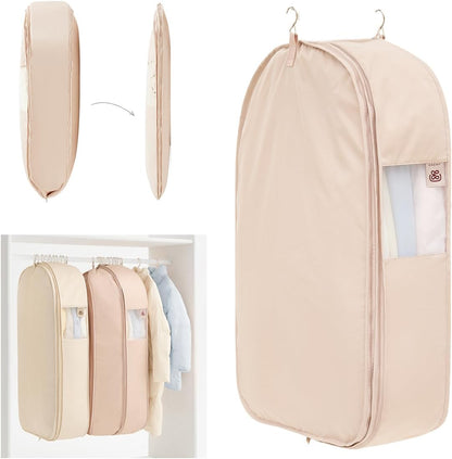 EACHY Garment Bag for Hanging Clothes, Space Saving Dustproof Clothes Cover with Self-Compression Zipper, Visible Closet Organizer for Closet Storage