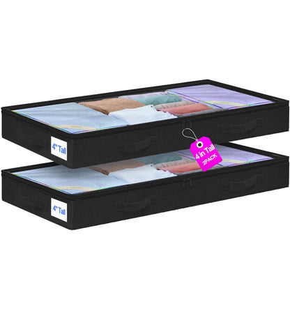 punemi 6.7 in Sturdy Under Bed Clothes Storage Containers, 2Pack, Black