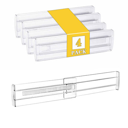4 Pcs Drawer Dividers for Clothes,3.15" High 11.34"-19.69" clear