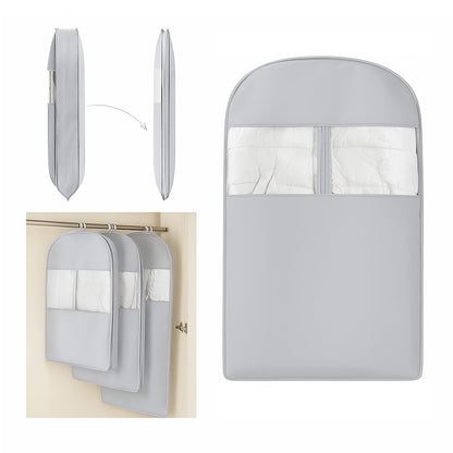 Space Saving Hanging Compression Garment Bag with Zipper for Closet Storage, Hanging Clothes Storage Bag, Garment Covers for Coats and Down Jackets, Beige, XL