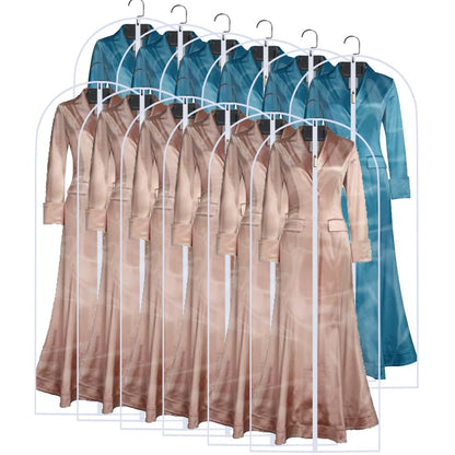 Garment Bags for Hanging Clothes 12 PCS Transparent Waterproof Dustproof Storage for Wardrobe Storage Suit Covers for Closet Cloth Cover Washable Clear Reuse Full Zipper for Suits Gowns 24''x40''