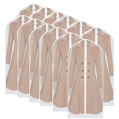 Garment Bags for Hanging Clothes 12 PCS Transparent Waterproof Dustproof Storage for Wardrobe Storage Suit Covers for Closet Cloth Cover Washable Clear Reuse Full Zipper for Suits Gowns 24''x40''