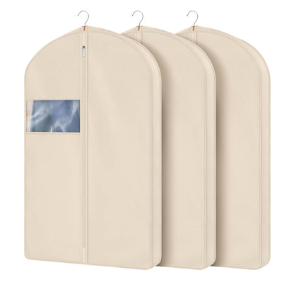 Univivi Cotton Garment Bag, Suit Bag with Clear Mesh Window 40 In, 3 PCS