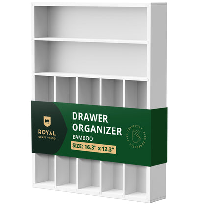 ROYAL CRAFT WOOD Luxury Bamboo Kitchen Drawer Organizer for Kitchen Organization - Silverware Organizer, Utensil Holder & Cutlery Tray Drawer Dividers for Flatware Silverware Storage, 9 Slot, Natural
