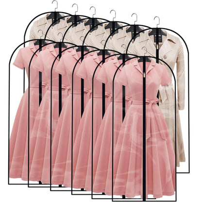 Garment Bags for Hanging Clothes 12 PCS Transparent Waterproof Dustproof Storage for Wardrobe Storage Suit Covers for Closet Cloth Cover Washable Clear Reuse Full Zipper for Suits Gowns 24''x40''