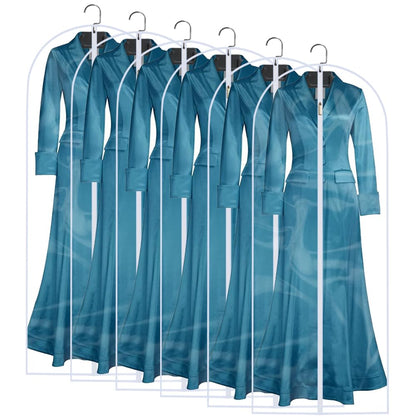 Garment Bags for Hanging Clothes 12 PCS Transparent Waterproof Dustproof Storage for Wardrobe Storage Suit Covers for Closet Cloth Cover Washable Clear Reuse Full Zipper for Suits Gowns 24''x40''