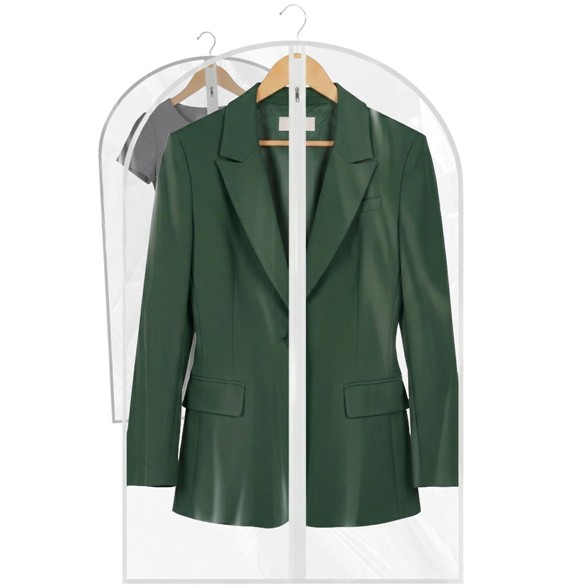 36” All Clear Garment Bags for Women Suit Bags - PEVA Waterproof Suit Cover with Zipper for,Hanging Clothes, Coats - Durable Dresser for Closet Storage, Dustproof & Moisture Resistant - 36”/12 Pack
