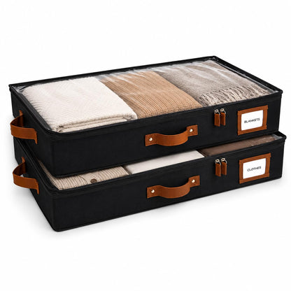 HOMELUX THEORY Under Bed Storage, Low Profile 2pc with Lid, Ivory