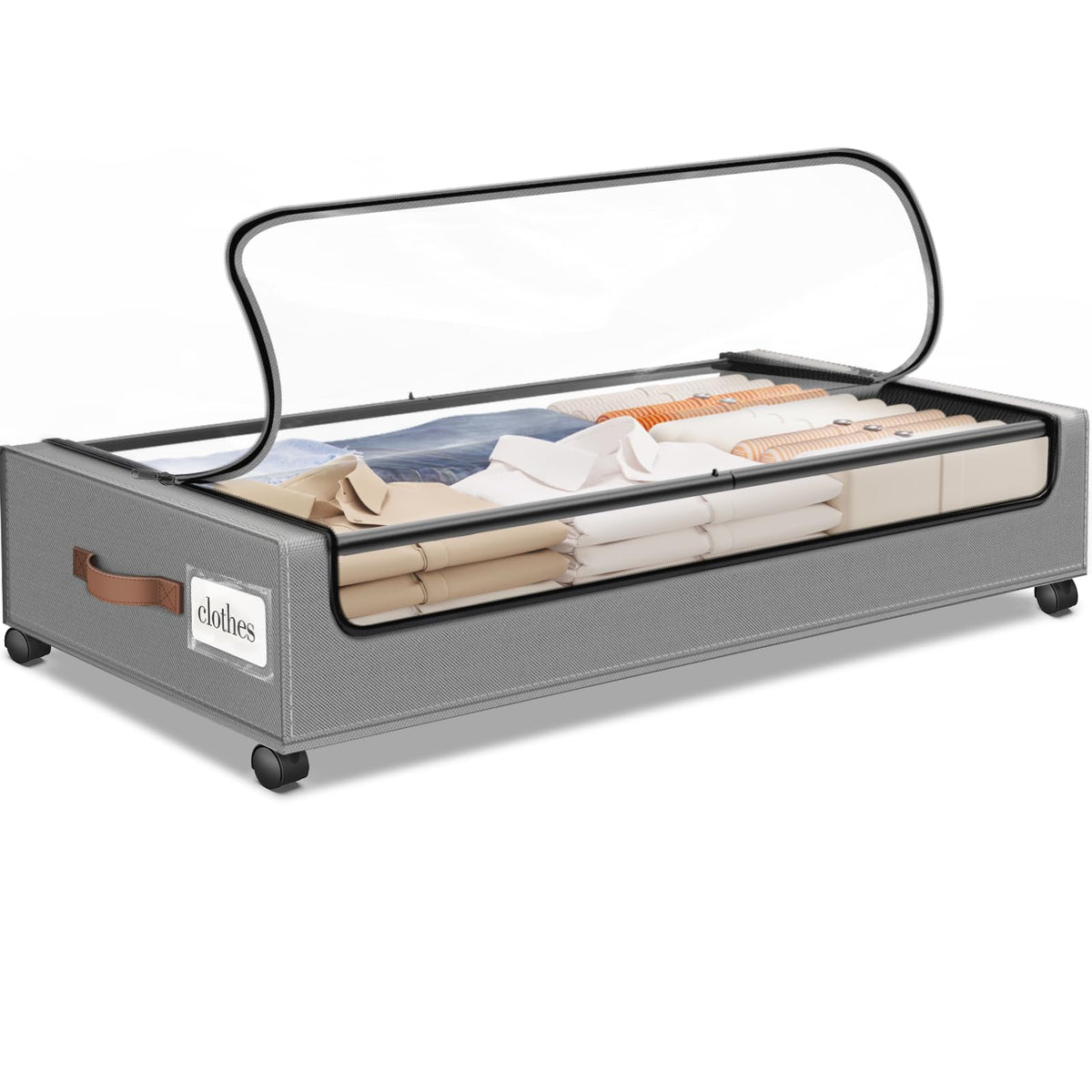 Under Bed Storage with Wheels 3Pack Storage Containers with Clear Window