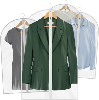 36” All Clear Garment Bags for Women Suit Bags - PEVA Waterproof Suit Cover with Zipper for,Hanging Clothes, Coats - Durable Dresser for Closet Storage, Dustproof & Moisture Resistant - 36”/12 Pack