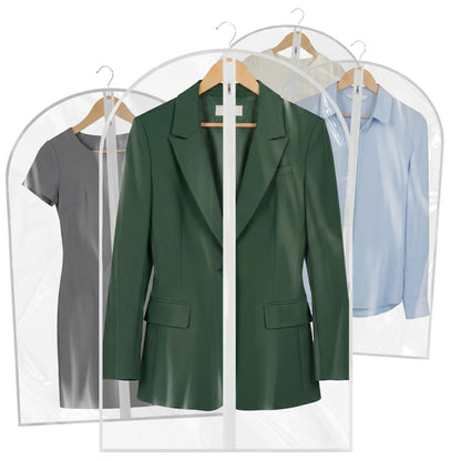 36” All Clear Garment Bags for Women Suit Bags - PEVA Waterproof Suit Cover with Zipper for,Hanging Clothes, Coats - Durable Dresser for Closet Storage, Dustproof & Moisture Resistant - 36”/12 Pack