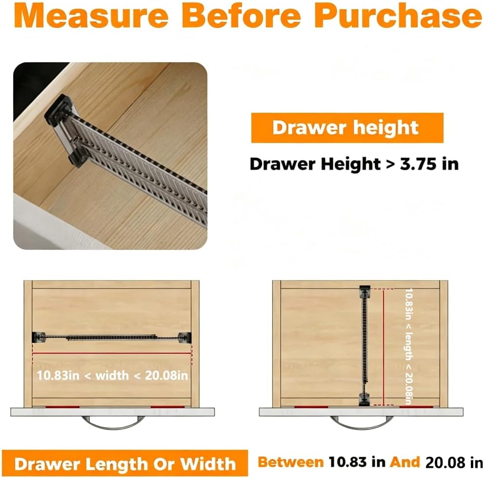 12 Pack Drawer Dividers for Clothes, 3.75" High, 10.83-20.08'' Adjustable