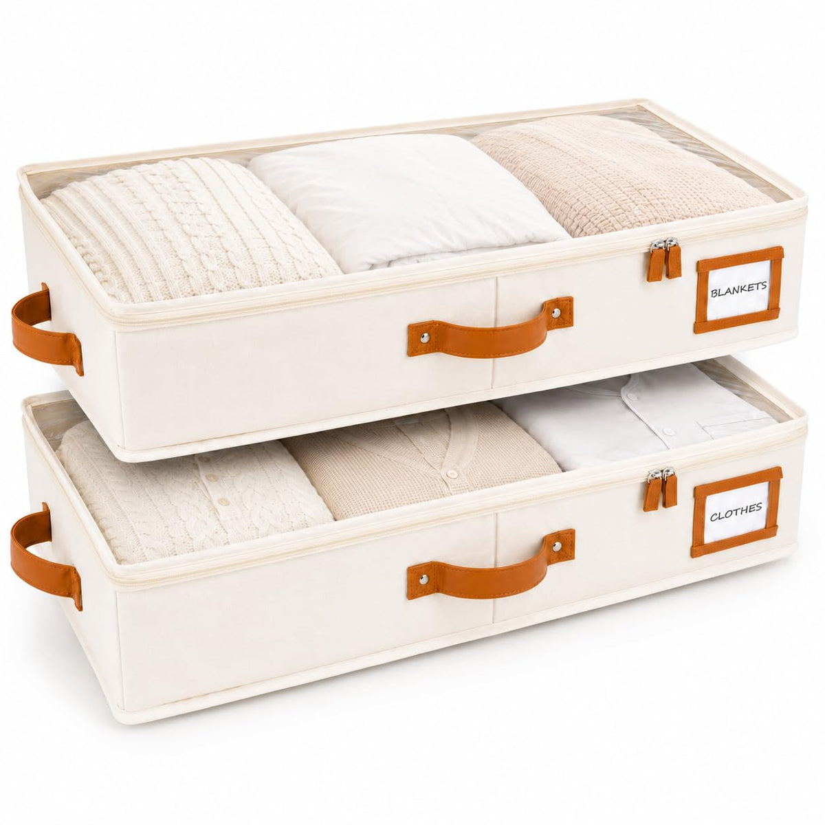 HOMELUX THEORY Under Bed Storage, Low Profile 2pc with Lid, Ivory