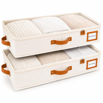 HOMELUX THEORY Under Bed Storage, Low Profile 2pc with Lid, Ivory