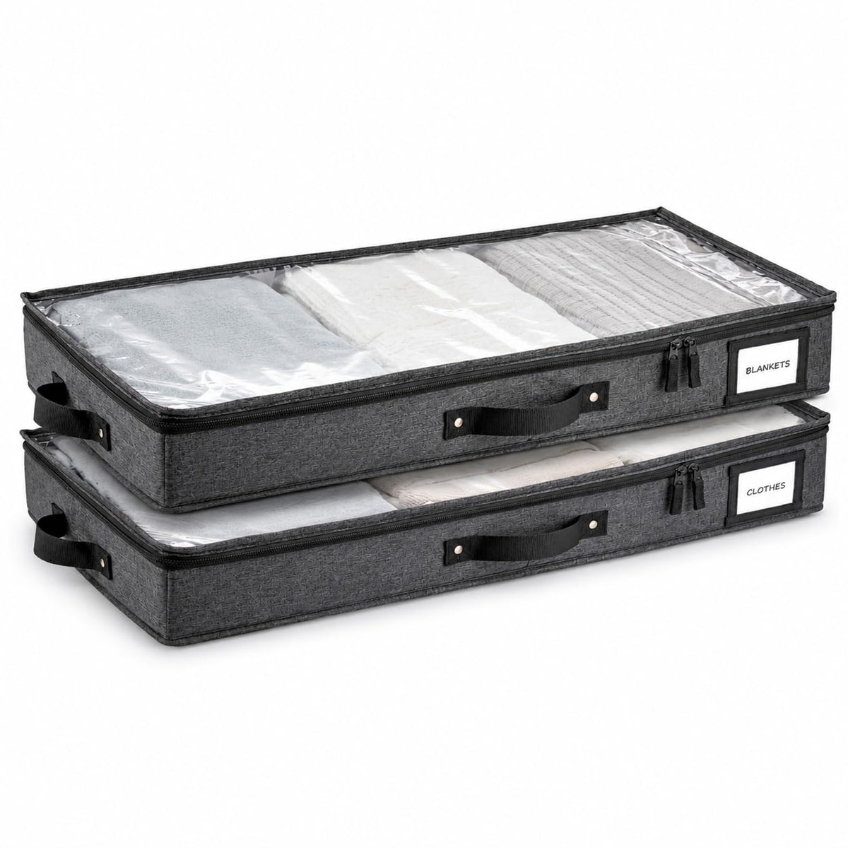 HOMELUX THEORY Under Bed Storage, Low Profile 2pc with Lid, Ivory