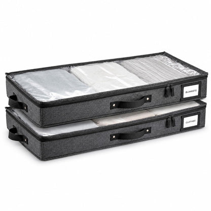 HOMELUX THEORY Under Bed Storage, Low Profile 2pc with Lid, Ivory