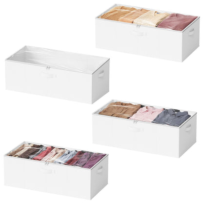 SpaceAid 4 Pack 10" High Under Bed Storage Containers, Large Underbed Storage Organizer Bins with Lids for Bedroom, Dorm, Clothes, Closet Organization, Bed Sheets and Blankets (Gray)