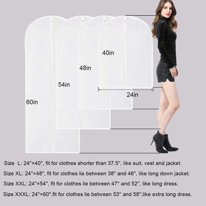 60" Clear Hanging Garment Bags Protect Extra Long Dresses & Gowns