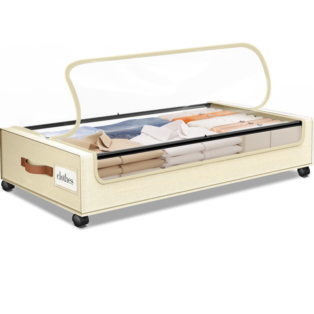 Under Bed Storage with Wheels 3Pack Storage Containers with Clear Window